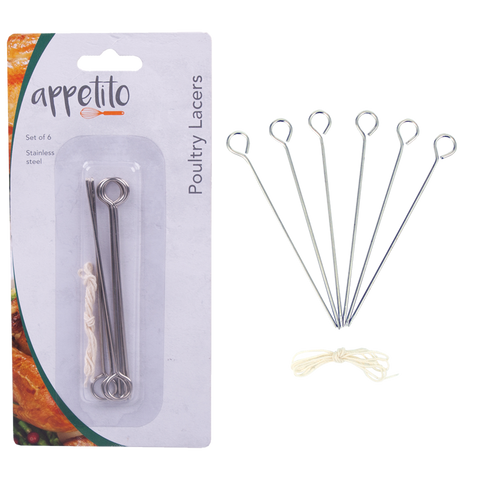 Set Of 6 Stainless Steel Poultry Lacers