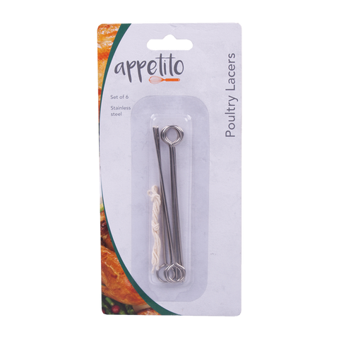 Set Of 6 Stainless Steel Poultry Lacers