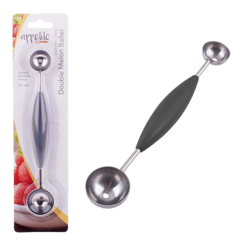 Stainless Steel Double Melon Baller Soft Grip