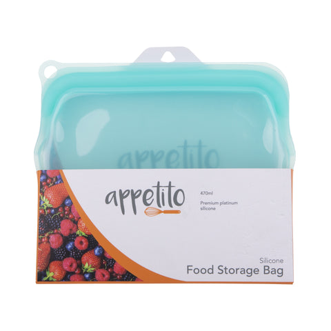 Silicone Medium 470ml Food Storage Bag - Aqua