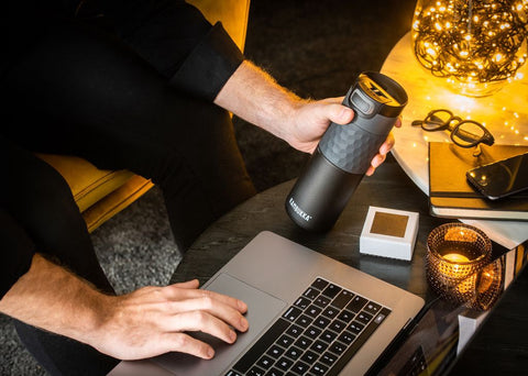 Etna Grip 3-in-1 Snapclean 500ml Travel Mug Black Steel