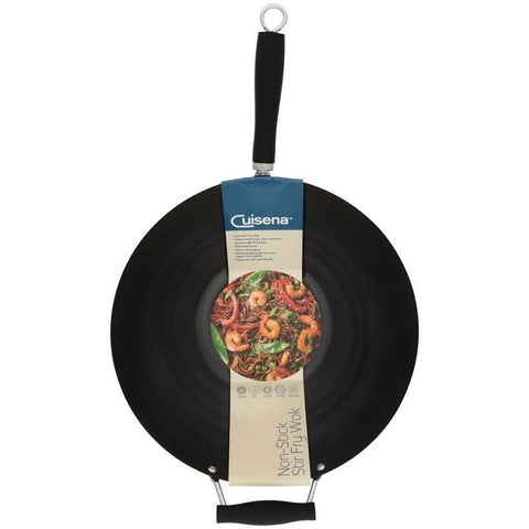 Non-Stick Stir Fry Wok W/Black Handle - 35Cm