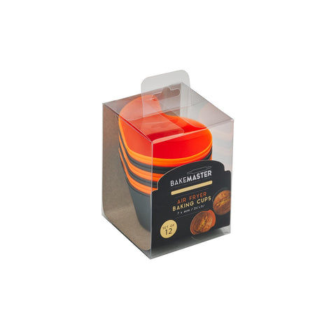 Silicone Baking Cups Set of 12, 7 x 4cm Orange/Grey