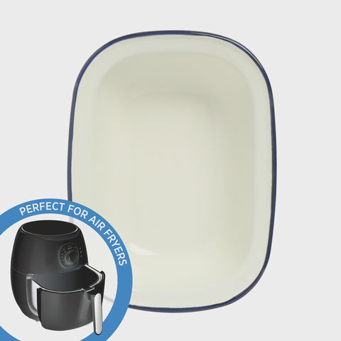 Enamel Oval Pie Dish 400ml Blue