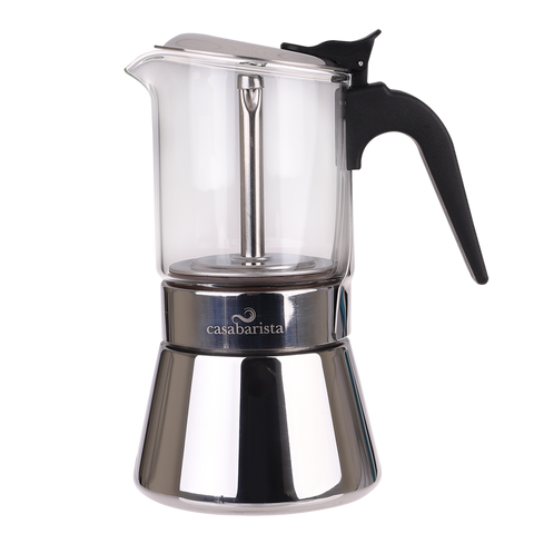 Capri 3 Cup Glass Top Stainless Steel Espresso Maker