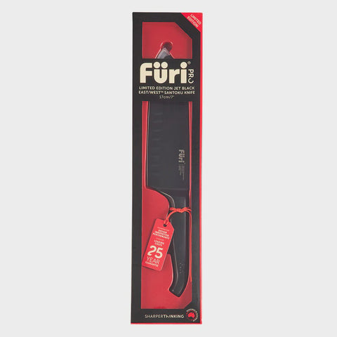 Pro Jet Black East/West Santoku Knife 17cm