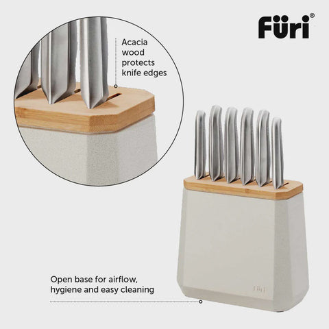 Stone Knife Block Set Olive Terrazzo 5 Piece