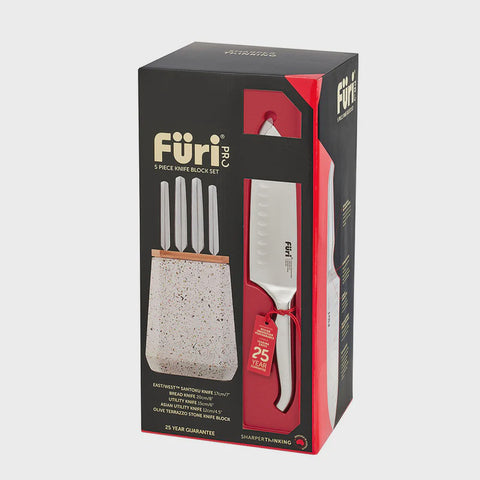 Stone Knife Block Set Olive Terrazzo 5 Piece