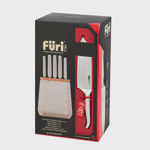 Stone Knife Block Set Olive Terrazzo 6 Piece