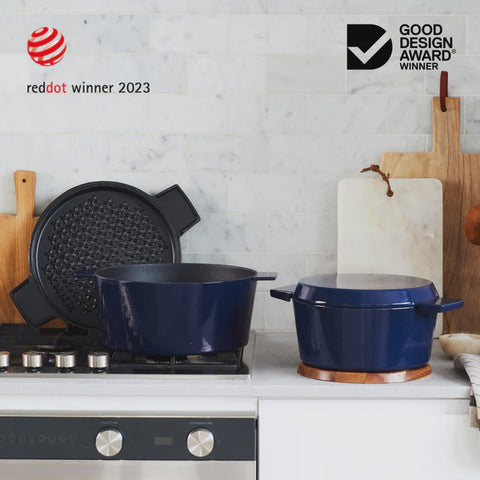 Cast Iron French Oven Mid Blue 28cm