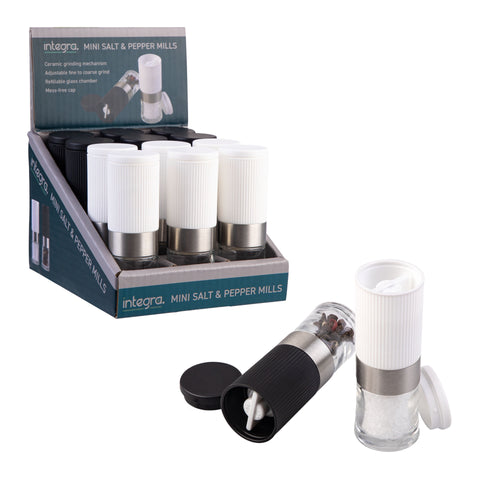 Mini Upside-Down Salt & Pepper Mill - Black and White Assorted
