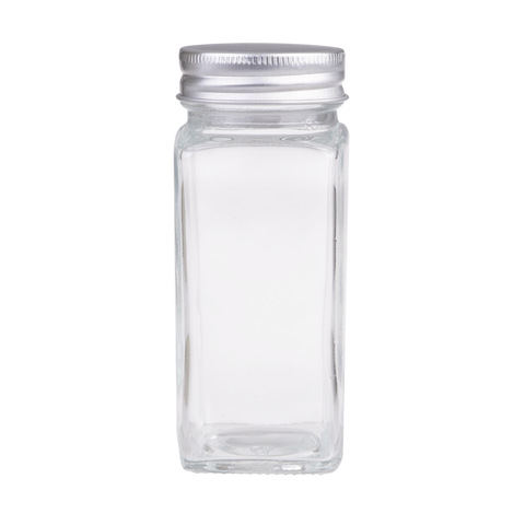 Square Glass Spice Jar with Metal Lid 115ml