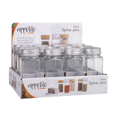 Square Glass Spice Jar with Metal Lid 115ml