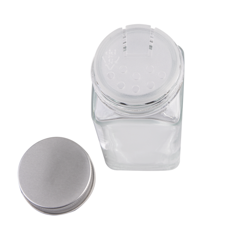 Square Glass Spice Jar with Metal Lid 115ml