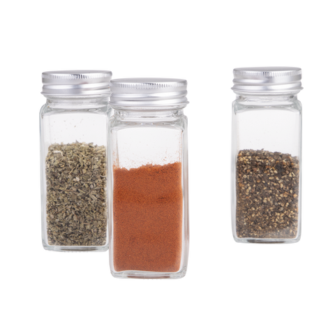 Square Glass Spice Jar with Metal Lid 115ml