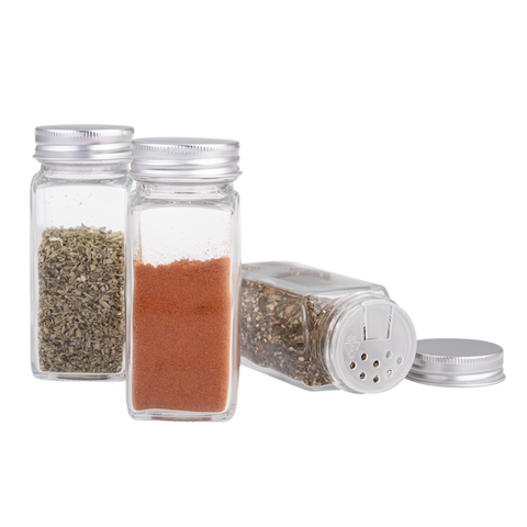 Square Glass Spice Jar with Metal Lid 115ml