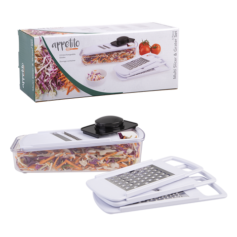 6 Piece Multi Slicer & Grater Set (4 Asst. Blades) - White