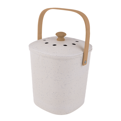 Square Bamboo Fiber Compost Bin 3.8L - White