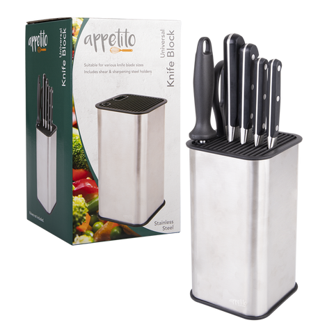 Square Universal Knife Block - Stainless Steel