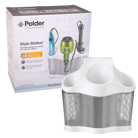 Polder Style Station White Hair Styling Storage Unit