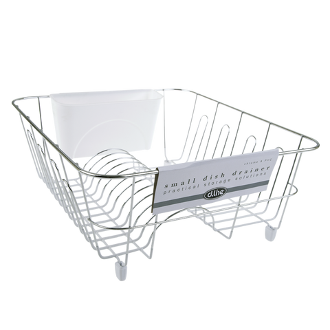 D.Line Small Dish Drainer Chrome/Pvc W/ Caddy 36.5 X 32.3 X 14.3Cm - White