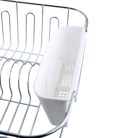 D.Line Small Dish Drainer Chrome/Pvc W/ Caddy 36.5 X 32.3 X 14.3Cm - White