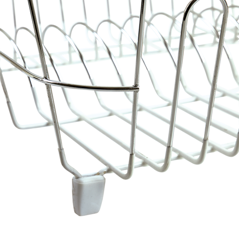 D.Line Small Dish Drainer Chrome/Pvc W/ Caddy 36.5 X 32.3 X 14.3Cm - White
