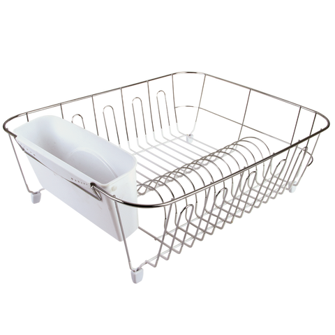 D.Line Small Dish Drainer Chrome/Pvc W/ Caddy 36.5 X 32.3 X 14.3Cm - White