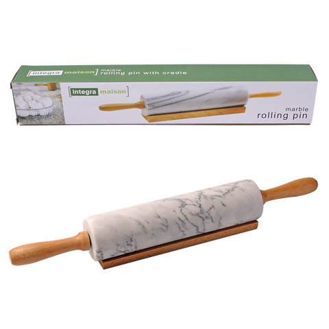 Grey Marble Rolling Pin With Cradle