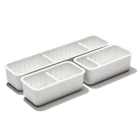 3-Piece Slim Adjustable Drawer Bin Set