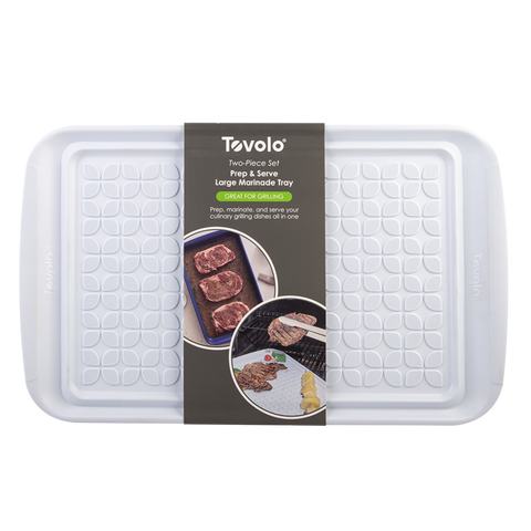 Tovolo Large Marinade Tray Set - Blue/White