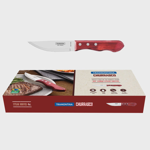 Churrasco Jumbo Steak Knife Set Polywood - Red