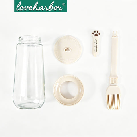 Loveharbor Glass Paw-Shaped Brush Oil Bottle