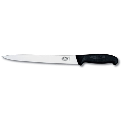 Slicing Knife,25cm Pointed Tip Wavy Edge,Fibrox - Black