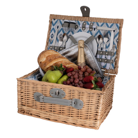 2 Person Picnic Basket - Ikat Pattern Lining