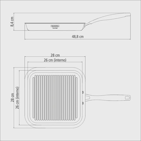 Grano Try-Ply Clad Stainless Steel Skillet Grill 26cm