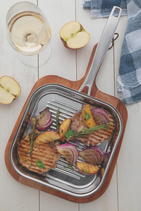 Grano Try-Ply Clad Stainless Steel Skillet Grill 26cm