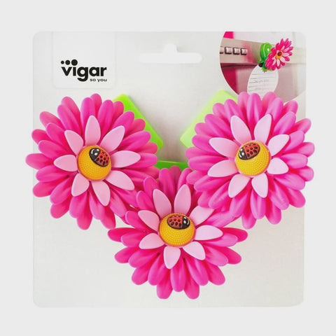 Vigar Flower Power Pink Magnet Clip 3Piece