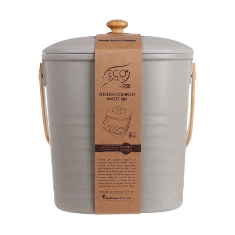 Eco Basics Compost Kitchen Waste Bin - 6L - Granite