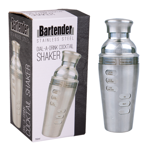 Stainless Steel Dial-A-Drink Cocktail Shaker 750ml - Satin