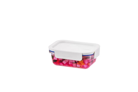 Clear Glass White Rectangular Container