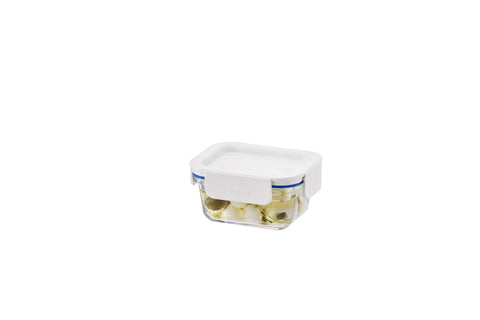 Clear Glass White Rectangular Container