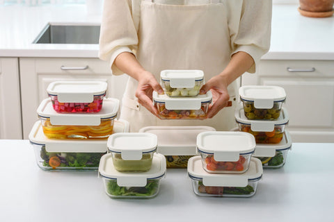 Clear Glass White Rectangular Container