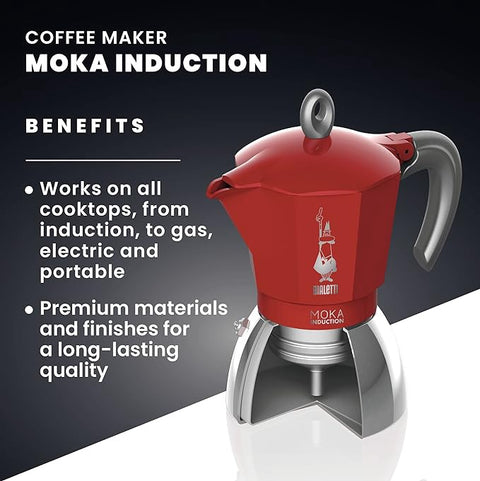 Moka Induction Red 4 Cup