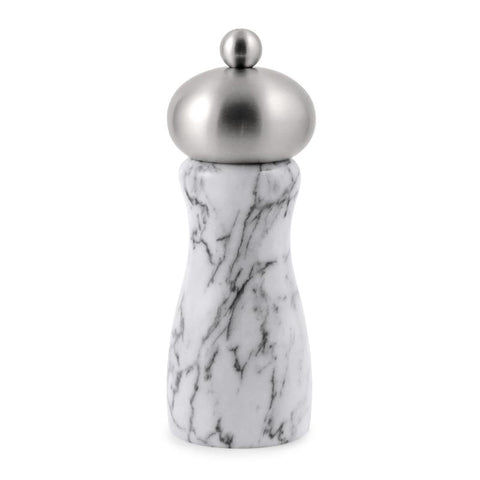Arctic White Marble Pepper Mill With Stainless Steel Top