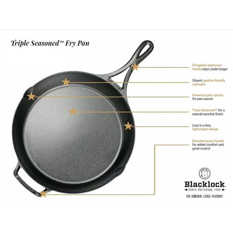 Blacklock Triple Seasoned Cast Iron 12 Inch Skillet