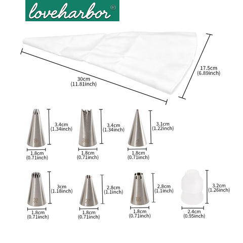 Loveharbor Ss304 Tips Set With Icing Bag