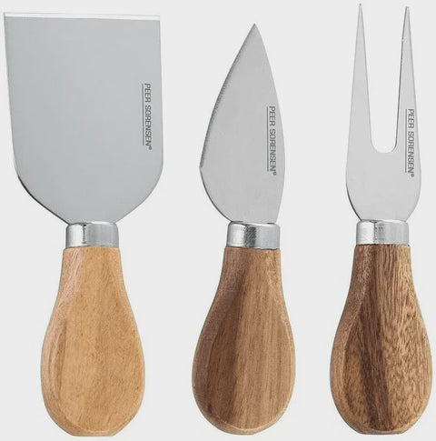 4 Pieces Cheese Knife Block Set Acacia