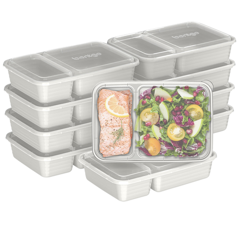 Prep 2 Compartment Container 10 Pack - Whisper Grey