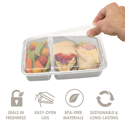 Prep 2 Compartment Container 10 Pack - Whisper Grey